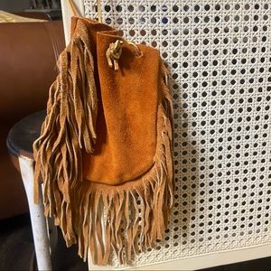 5X7 genuine leather pouch with fringe